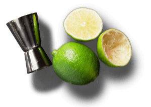 Jigger and cocktail ingredients to use in the Cocktailist app